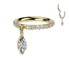 Lävistysrengas 1,2mm, Gold Titanium Marquise Dangle-titaaninen clicker