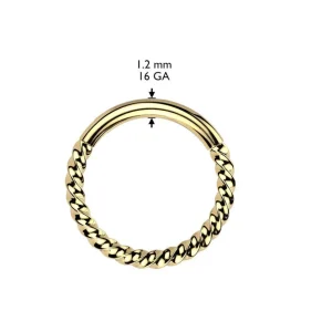 Lävistysrengas 1,2mm, Gold Titanium Braided Hoop -titaaninen clicker