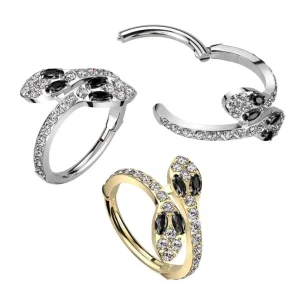 Lävistysrengas 1,2mm, Gold Titanium Snake Hoop -titaaninen clicker