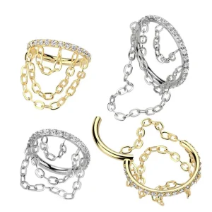 Lävistysrengas 1,2mm, Gold Titanium Triple Chain -titaaninen clicker