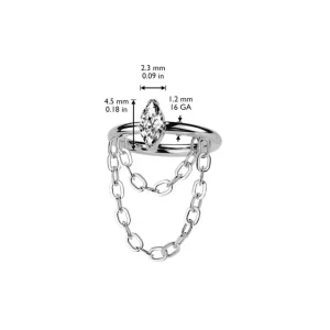 Lävistysrengas 1,2mm, Gold Titanium Chain Dangle -titaaninen clicker