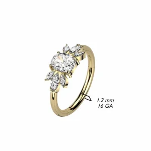 Lävistysrengas 1,2mm, Gold Titanium Crystal Hoop -titaaninen clicker