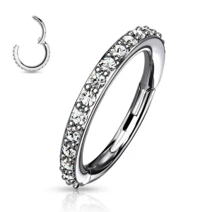 Lävistysrengas 1,2mm, High Quality Surgical Steel Hinged Rings with CZ
