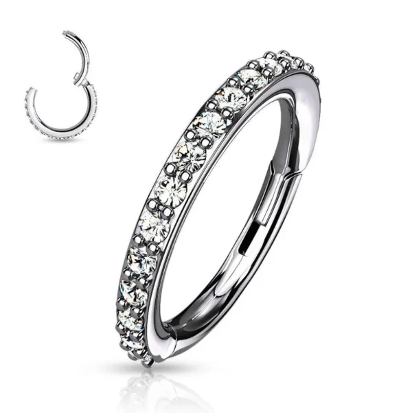 Lävistysrengas 1,2mm, High Quality Surgical Steel Hinged Rings with CZ