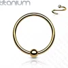Lävistysrengas 0,8mm, Implant Grade Titanium Bendable Ring in Gold