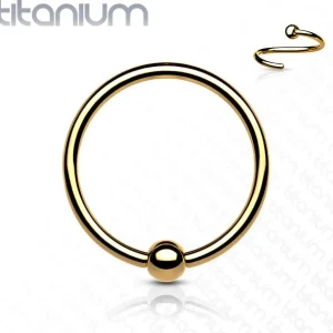 Lävistysrengas 0,8mm, Implant Grade Titanium Bendable Ring in Gold