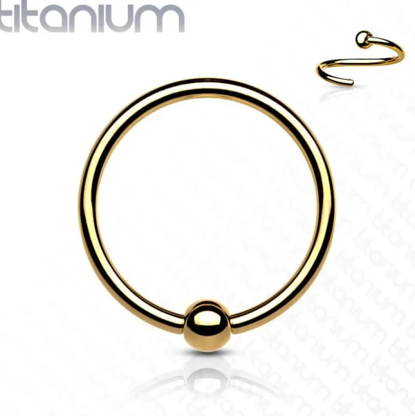 Lävistysrengas 0,8mm, Implant Grade Titanium Bendable Ring in Gold