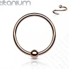 Lävistysrengas 0,8mm, Implant Grade Titanium Bendable Ring in Rosegold
