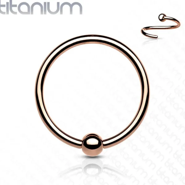 Lävistysrengas 0,8mm, Implant Grade Titanium Bendable Ring in Rosegold