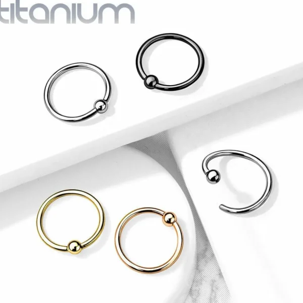 Lävistysrengas 0,8mm, Implant Grade Titanium Bendable Ring in Gold