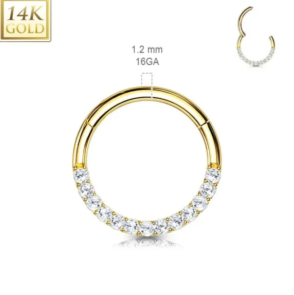 Lävistysrengas Ø10mm, 14K Gold Front Facing Hinged Ring -kultarengas