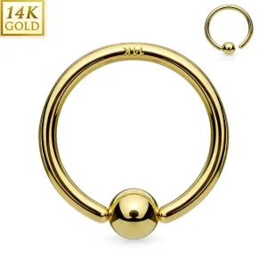 Lävistysrengas Ø8mm, 14K Gold Fixed Ball Bendable Ring -kultarengas