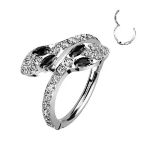 Lävistysrengas 1,2mm, Silver Titanium Snake Hoop -titaaninen clicker