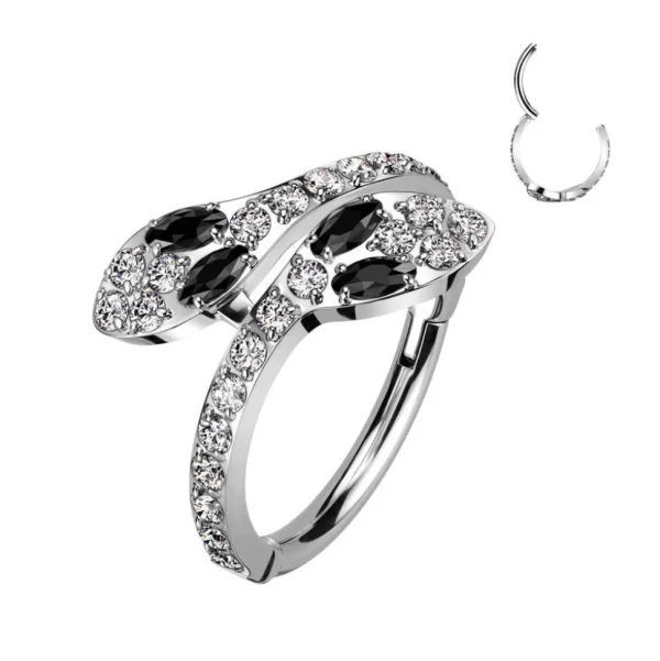 Lävistysrengas 1,2mm, Silver Titanium Snake Hoop -titaaninen clicker