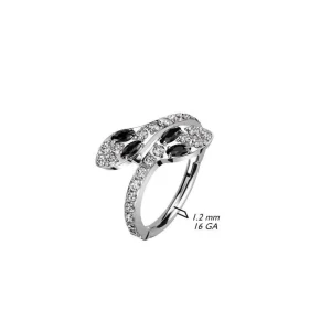 Lävistysrengas 1,2mm, Silver Titanium Snake Hoop -titaaninen clicker