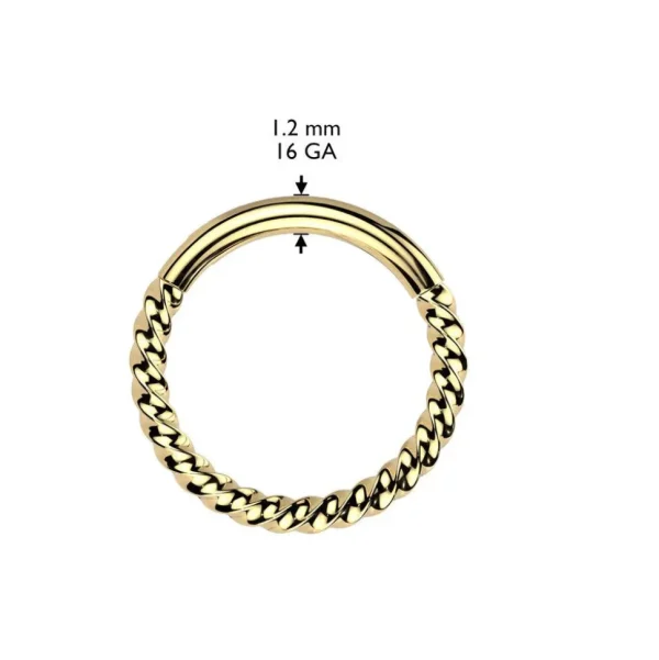 Lävistysrengas 1,2mm, Silver Titanium Braided Hoop -titaaninen clicker