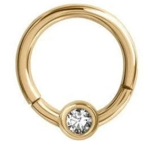 Lävistysrengas 1,2mm, Smiley Clicker Gold PVD