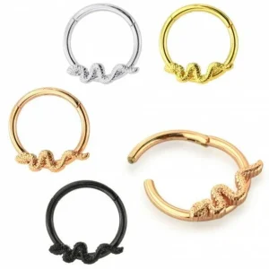 Lävistysrengas 1,2mm, Snake Hoop -käärme clicker (hopea)