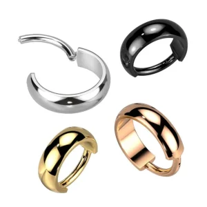 Lävistysrengas 1,2mm, Titaaninen leveä clicker rengas (ruusukulta)
