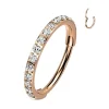 Lävistysrengas 0,8mm, Titanium CZ in Rosegold -titaaniclicker