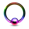 Lävistysrengas 1.2mm, Titanium BCR -multicolor pallolukkorengas ⌀10mm