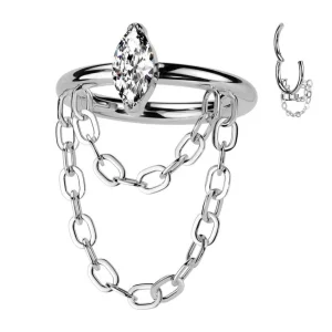 Lävistysrengas 1,2mm, Titanium Chain Dangle -titaaninen clicker