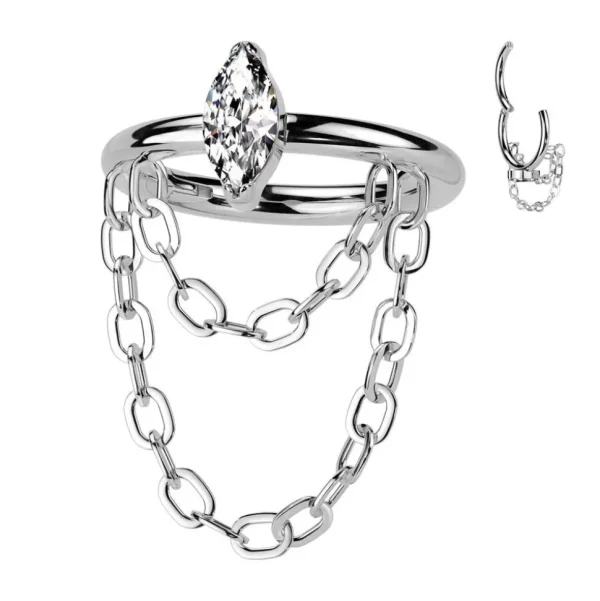 Lävistysrengas 1,2mm, Titanium Chain Dangle -titaaninen clicker