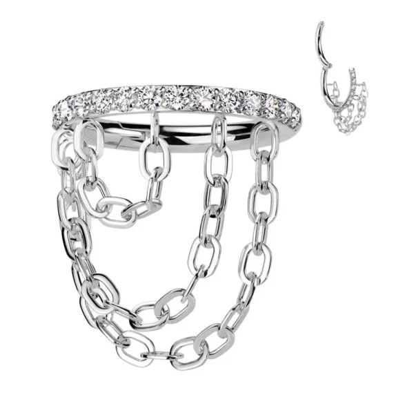Lävistysrengas 1,2mm, Titanium Triple Chain -titaaninen clicker