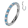 Lävistysrengas 1,2mm, Titanium Hoop Blue CZ -titaaninen clicker
