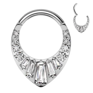 Lävistysrengas 1,2mm, Titanium Baquette CZ -titaaninen clicker