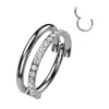 Lävistysrengas 1,2mm, Titanium Double Line CZ -titaaninen clicker