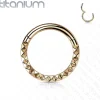 Lävistysrengas 1.2mm, Titanium Front Pyramid Cut Hoop in Rosegold
