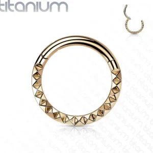Lävistysrengas 1.2mm, Titanium Front Pyramid Cut Hoop in Rosegold