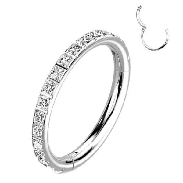 Lävistysrengas 1,2mm, Titanium Square CZ -titaaninen clicker