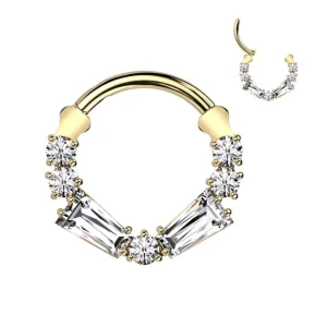 Lävistysrengas 1,2mm, Titanium Deluxe Hoop in Gold -titaaninen clicker