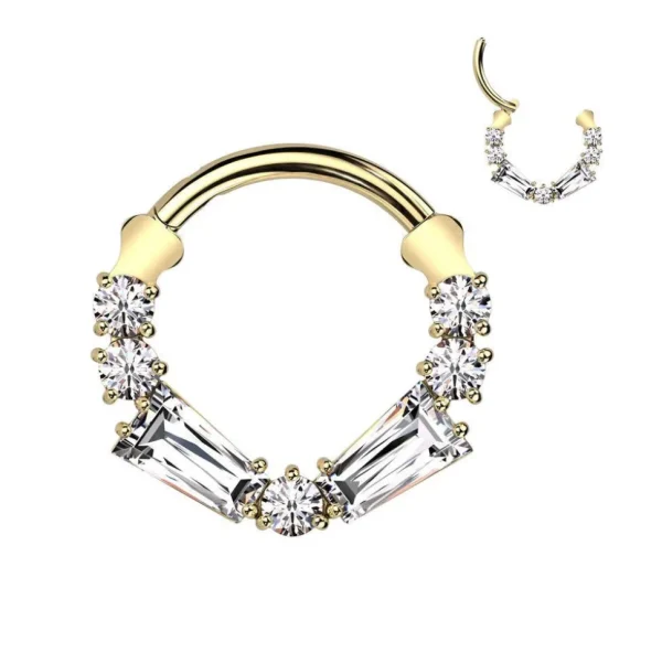 Lävistysrengas 1,2mm, Titanium Deluxe Hoop in Gold -titaaninen clicker