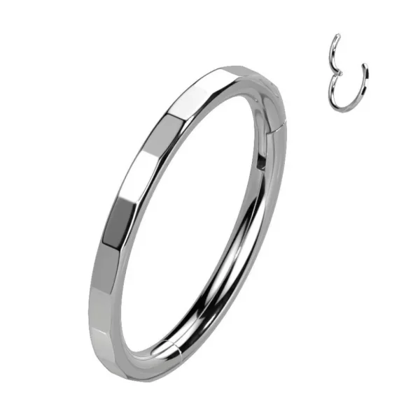 Lävistysrengas 1,2mm, Titanium Faceted Hoop -titaaninen clicker