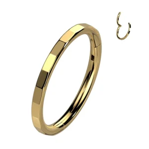 Lävistysrengas 1,2mm, Titanium Faceted Gold Hoop -titaaninen clicker