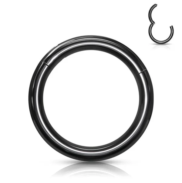 Lävistysrengas 1,2mm, Titanium Clicker in Black -musta titaanirengas