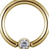 Lävistysrengas 1,2mm, Titanium BCR 24K PVD with Crystals