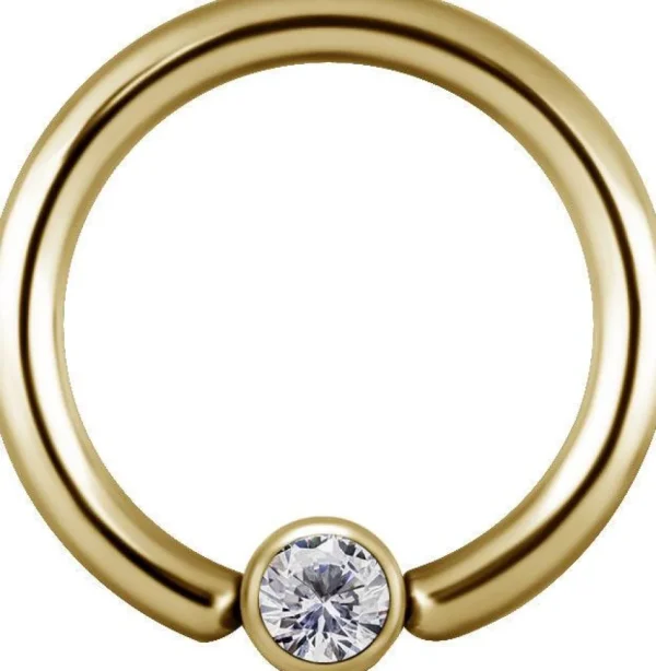 Lävistysrengas 1,2mm, Titanium BCR 24K PVD with Crystals