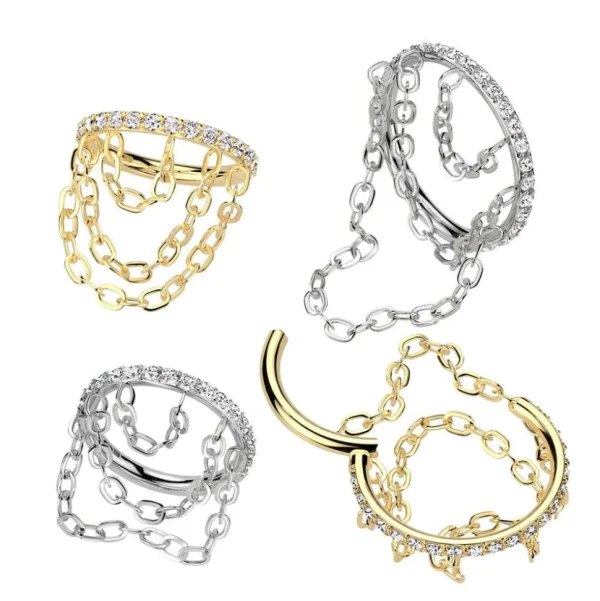 Lävistysrengas 1,2mm, Titanium Triple Chain -titaaninen clicker