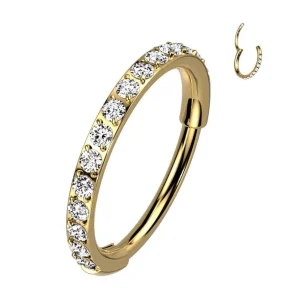 Lävistysrengas 0,8mm, Titanium Gold CZ -kivellinen titaaniclicker