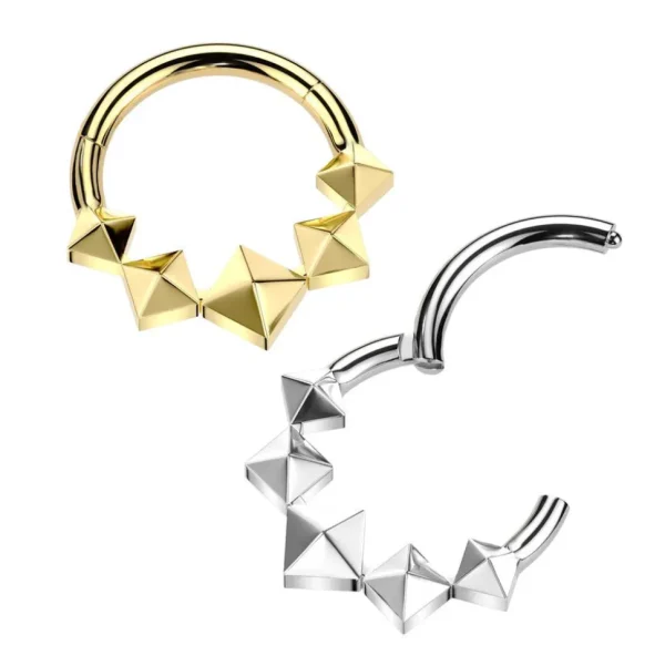 Lävistysrengas 1,2mm, Titanium 3D Diamonds -titaaninen clicker