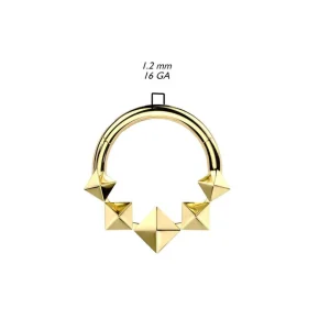 Lävistysrengas 1,2mm, Titanium 3D Diamonds in Gold -titaaninen clicker