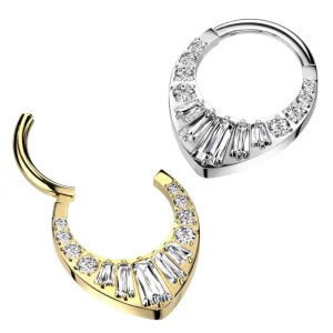Lävistysrengas 1,2mm, Titanium Baquette CZ -titaaninen clicker