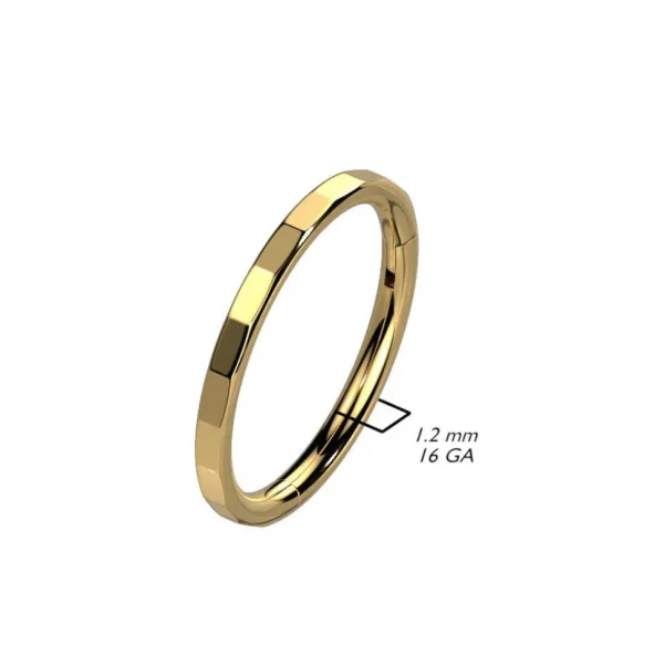 Lävistysrengas 1,2mm, Titanium Faceted Gold Hoop -titaaninen clicker