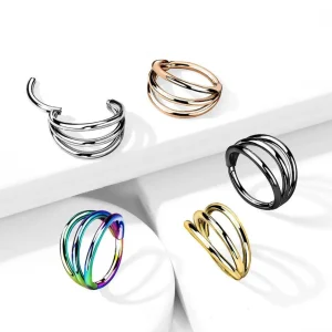 Lävistysrengas 1,2mm, Titanium Triple Hoop -monivärinen clicker rengas