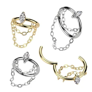 Lävistysrengas 1,2mm, Titanium Chain Dangle -titaaninen clicker