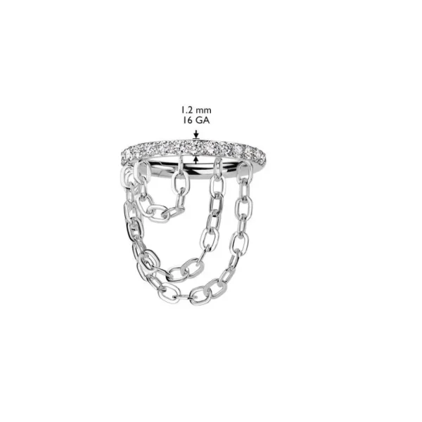 Lävistysrengas 1,2mm, Titanium Triple Chain -titaaninen clicker
